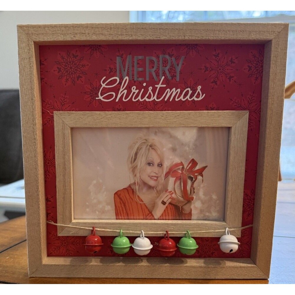 NEW Dolly Parton DG Merry Christmas JINGLE BELLS RED Photo Wood Picture Frame